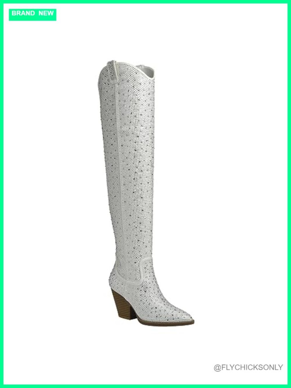 Western Cowgirl Pointed Toe Rhinestone Mid-Calf Over the Knee Boots